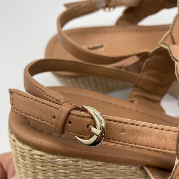 J Crew Platform Sandals Womens Sz 8.5 Tan Espadrille Wedge Braided Strappy Shoes - Picture 5 of 9